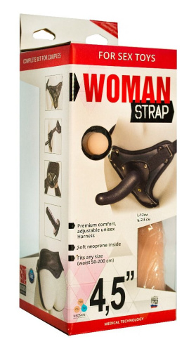 Женский страпон с вагинальной пробкой Woman Strap - 12 см. фото 3