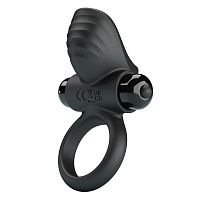 Черное эрекционное кольцо с вибрацией Adrien