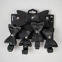 Набор фиксаций с бантиками из черной натуральной кожи