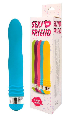 Голубой эргономичный вибратор Sexy Friend - 17,5 см. фото 2