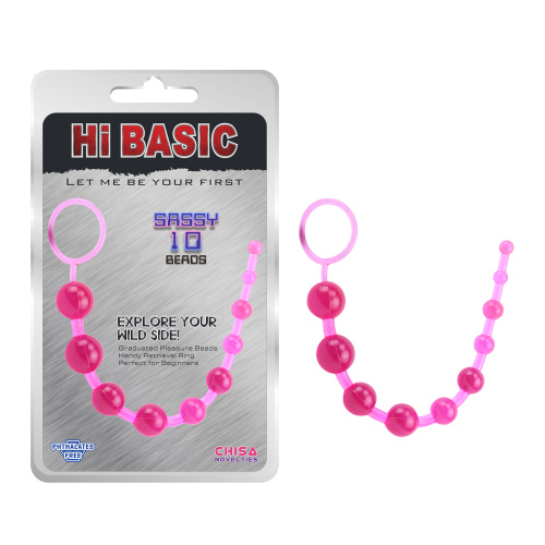 Розовая анальная цепочка с колечком Sassy Anal Beads - 26,7 см. фото 2