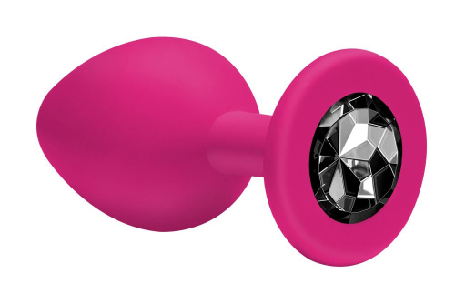 Малая розовая анальная пробка Emotions Cutie Small с чёрным кристаллом - 7,5 см. фото 2