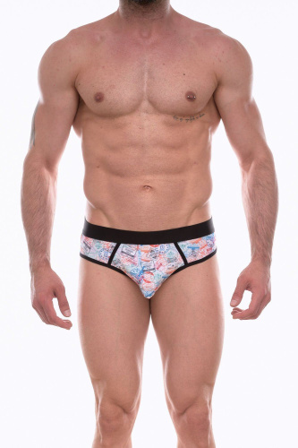 Мужские трусы-джоки с разноцветным принтом в виде штампов Мужские трусы-джоки с разноцветным принтом в виде штампов