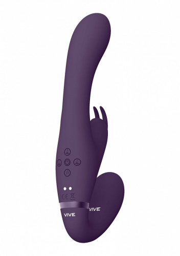 Фиолетовый безремневой вибрострапон Suki со стимулятором клитора - 22 см. фото 4