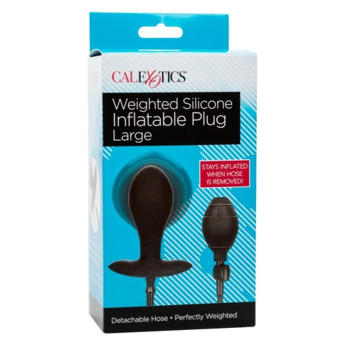 Черная расширяющаяся анальная пробка Weighted Silicone Inflatable Plug Large - 8,25 см. фото 2