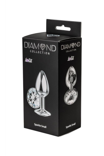 Малая серебристая анальная пробка Diamond Clear Sparkle Small с прозрачным кристаллом - 7 см. фото 4