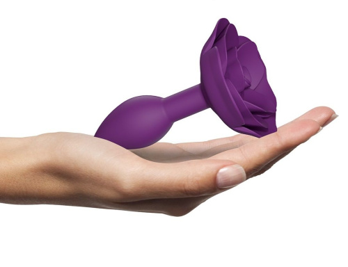 Фиолетовая анальная пробка с ограничителем-розой Open Rose Size S Butt Plug фото 3
