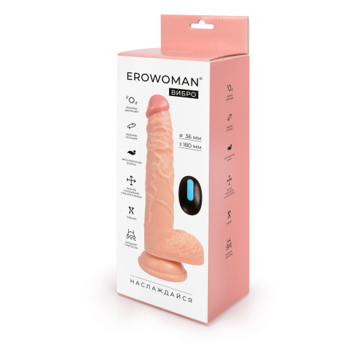 Телесный вибратор-ротатор Erowoman с пультом ДУ - 23 см. фото 3