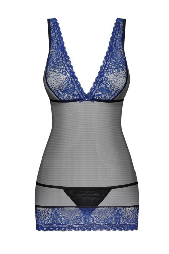 Облегающая сорочка с синим кружевом фото 3