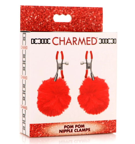Красные зажимы на соски с помпонами Pom Pom фото 2