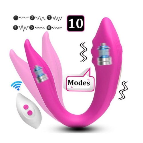 Розовый вибратор для пар с 10 режимами вибрации и пультом ДУ фото 3