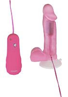 Розовый вибратор на присоске LOVERBOY LARRY - 14 см.