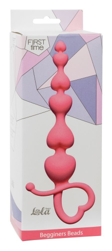 Розовая анальная цепочка Begginers Beads - 18 см. фото 2