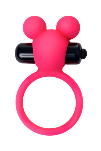 Розовое эрекционное виброкольцо на пенис с ушками фото 5