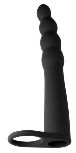 Черная вибронасадка для двойного проникновения Bramble - 16,5 см. фото 3