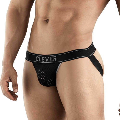 Черные перфорированные трусы-джоки Clever Ambar Jockstrap фото 2