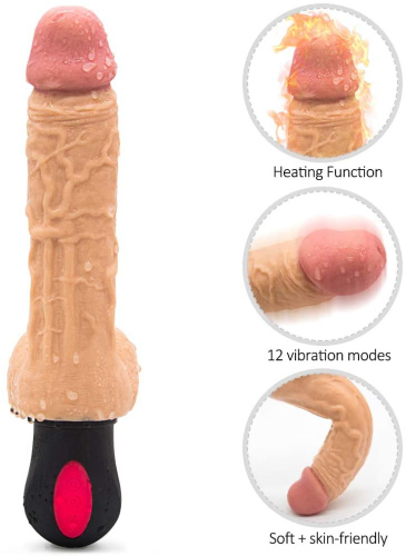 Телесный вибромассажёр с функцией нагрева Flexible Bending - 26 см. фото 2