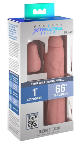 Телесная насадка-удлинитель 1 Inch Silicone X-tension - 17,8 см. фото 3