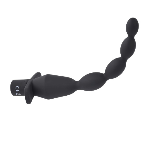 Черная анальная елочка с вибрацией Vibrating Butt Beads - 22 см. фото 3