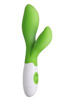 Зеленый вибратор Owen с клиторальным отростком - 20 см.