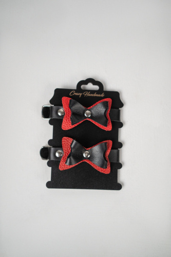 Черно-красные кожаные наручники с бантиками фото 2 Черно-красные кожаные наручники с бантиками фото 2