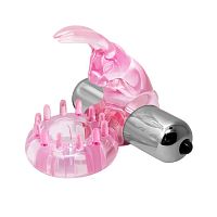 Розовое эрекционное виброкольцо с клиторальным зайчиком Love Rabbit Ring