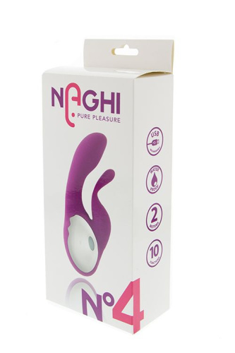Фиолетовый вибратор с клиторальным отростком NAGHI NO.4 - 13,5 см. фото 5