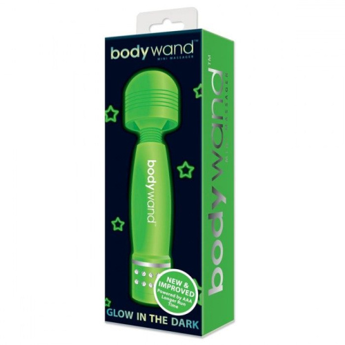 Светящийся в темноте жезловый мини-вибратор с кристаллами Mini Massager Glow In The Dark фото 3