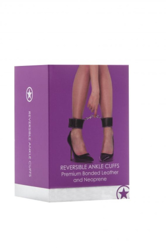Чёрно-фиолетовые двусторонние оковы на ноги Reversible Ankle Cuffs фото 4