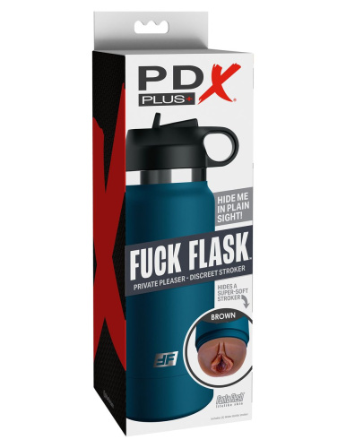 Смуглый мастурбатор-вагина в синей колбе F*ck Flask фото 6