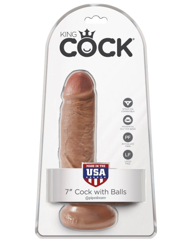 Фаллоимитатор-мулат с мошонкой 7  Cock with Balls - 19,4 см. фото 5