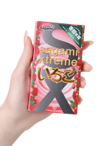 Презервативы Sagami Xtreme Strawberry c ароматом клубники - 10 шт. фото 5