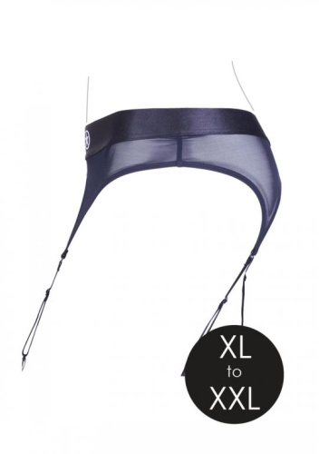 Черные трусики-пояс для страпона с вибропулей - размер XL-XXL фото 6