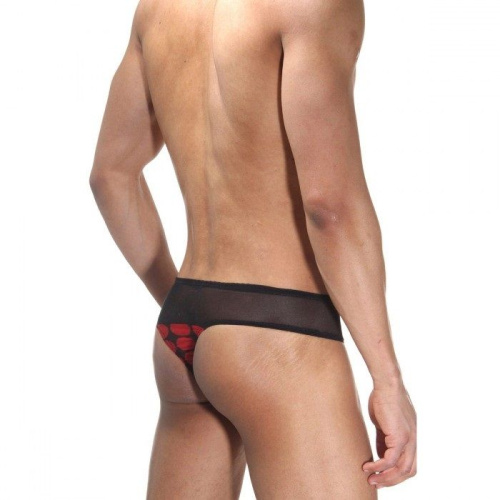 Мужские трусы-тонги с широкой полосой из мелкой сетки фото 2 Мужские трусы-тонги с широкой полосой из мелкой сетки фото 2