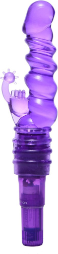Фиолетовая виброракета с насадкой-кроликом Ribbed Rabbit Vibrator - 21,6 см. фото 2