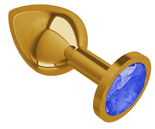 Золотистая средняя пробка с синим кристаллом - 8,5 см. фото 2