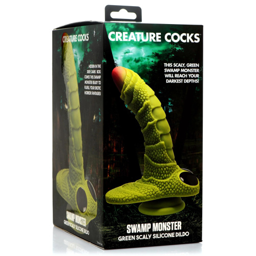 Фантазийный фаллоимитатор Swamp Monster Green Scaly Silicone Dildo - 23,9 см. фото 4