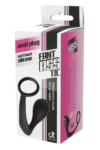 Черное эрекционное кольцо с анальной пробкой Anal Plug With Cockring фото 2