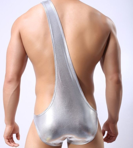 Серебристые мужские трусы с плечевой бретелью фото 4 Серебристые мужские трусы с плечевой бретелью фото 4