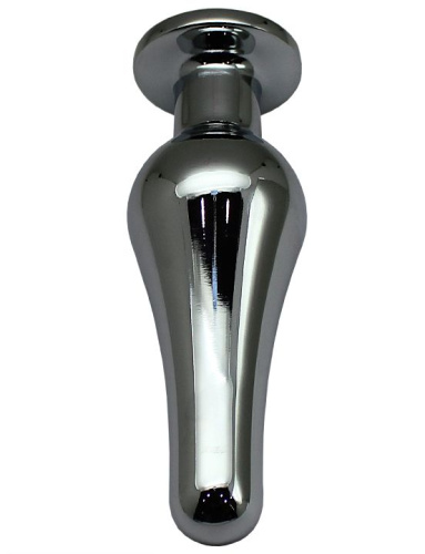 Серебристая анальная пробка с малиновым кристаллом - 13 см. фото 4