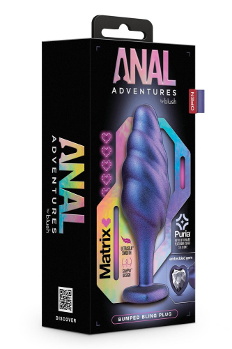 Фиолетовая анальная пробка с кристаллом-сердцем Matrix Bumped Bling Plug - 11,4 см. фото 3