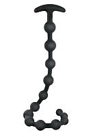 Черная анальная цепочка Ribbed Silicone Anal Beads - 48,3 см.