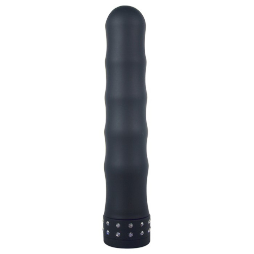Чёрный волнистый вибратор Jewel Joy-Stick Vibrator Black - 18 см.