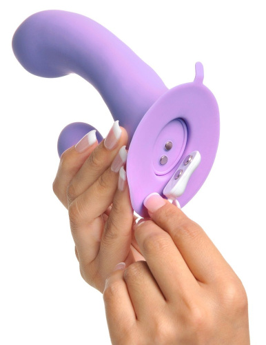 Сиреневый перезаряжаемый вибратор с клиторальным отростком Duo Pleasure Wallbang-Her - 17,5 см. фото 6
