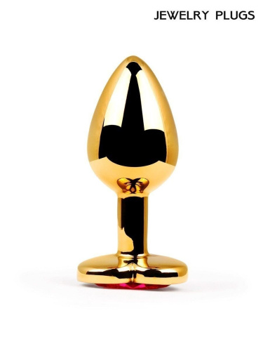 Золотистая анальная пробка с красным кристаллом - 9 см. фото 5 Золотистая анальная пробка с красным кристаллом - 9 см. фото 5