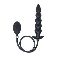 Черная анальная елочка с функцие расширения Beaded Inflatable Silicone Anal Plug