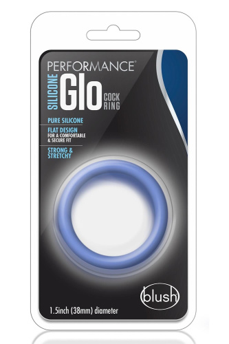 Голубое люминесцентное кольцо Silicone Glo Cock Ring фото 3
