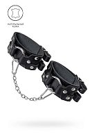 Черные кожаные оковы с двумя ремешками