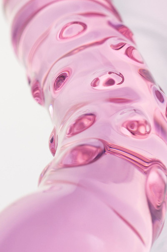 Двусторонний розовый фаллос с рёбрами и точками - 20,5 см. фото 5