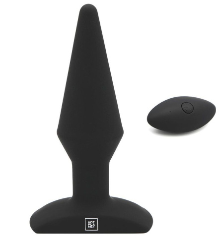 Черная анальная вибропробка с пультом ДУ Uranus - 12,8 см. Черная анальная вибропробка с пультом ДУ Uranus - 12,8 см.